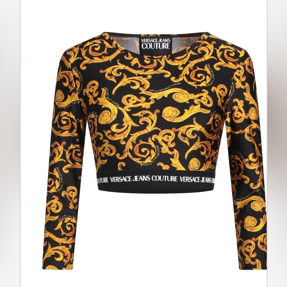 Versace Jeans Couture Barocco Print Crop Top - Picture 1 of 5